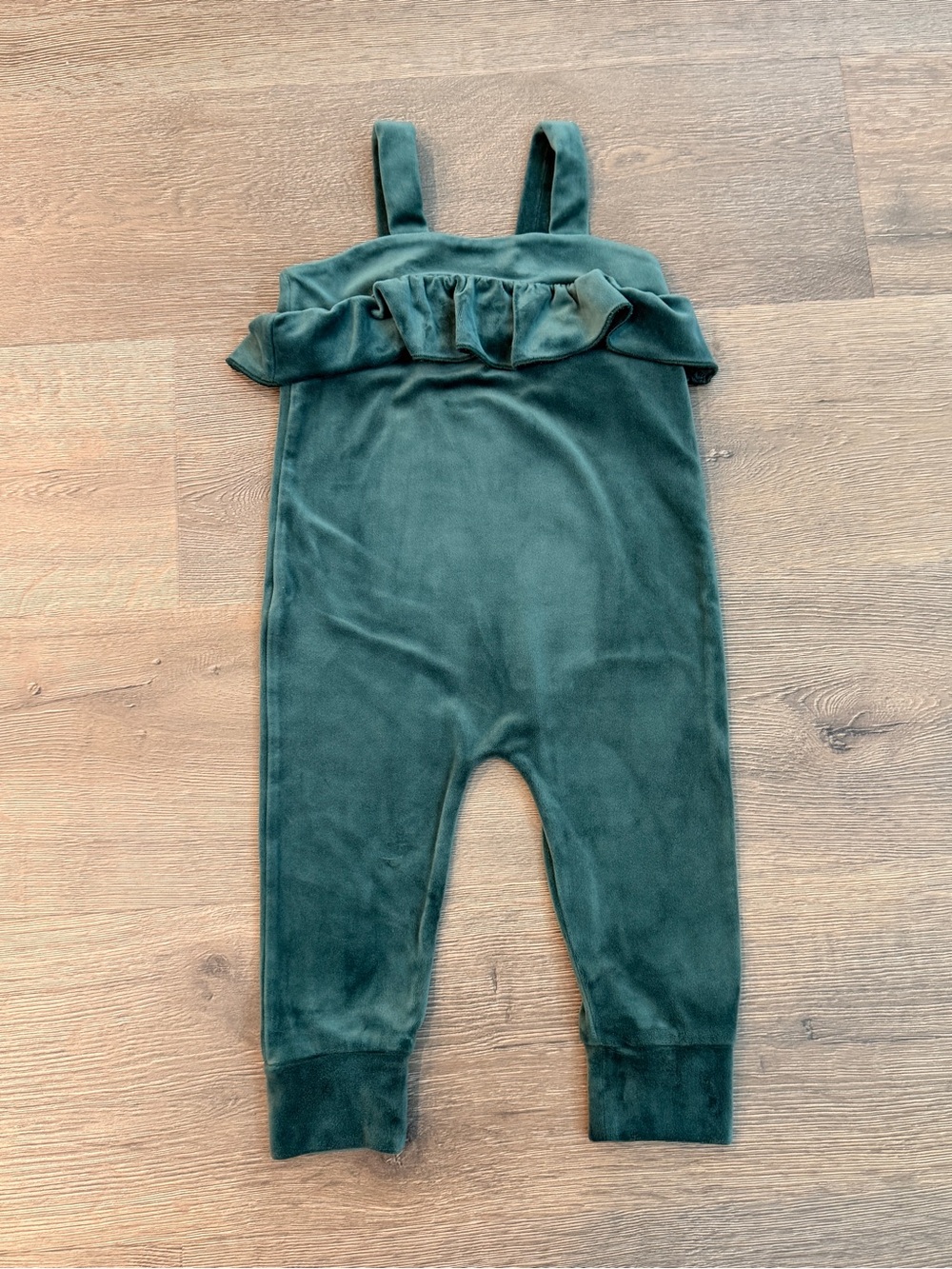 Tea Velvet Velour Green Ruffle Romper 18-24m Toddler Girl